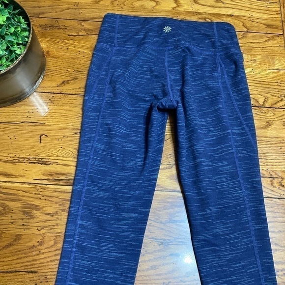 athleta Chaturanga Tight Mid Rise Jacquard Blue Gray Leggings size XSmall. - Picture 4 of 9
